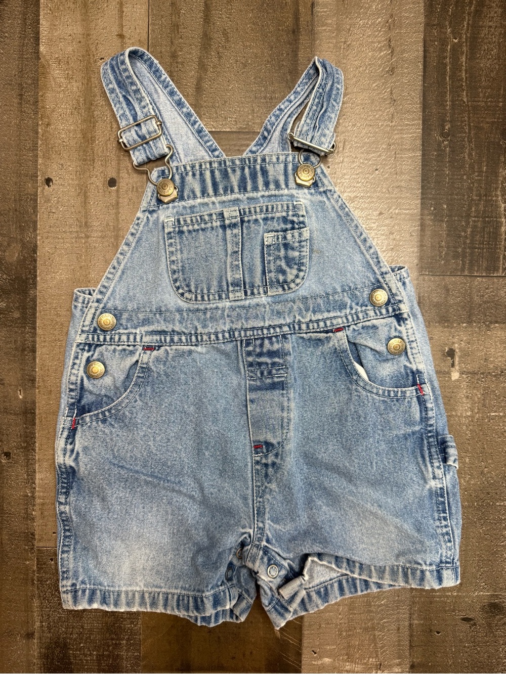 Vintage Baby Gap Classic Denim Short Overalls for Kids - Light Blue 12-18 months